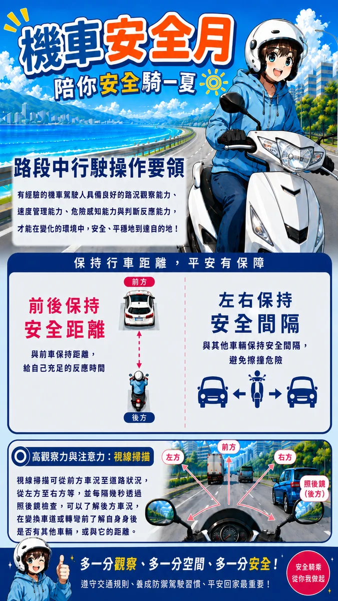 暑假機車上路更頻繁 新北7、8月推安全月陪民眾平安騎
