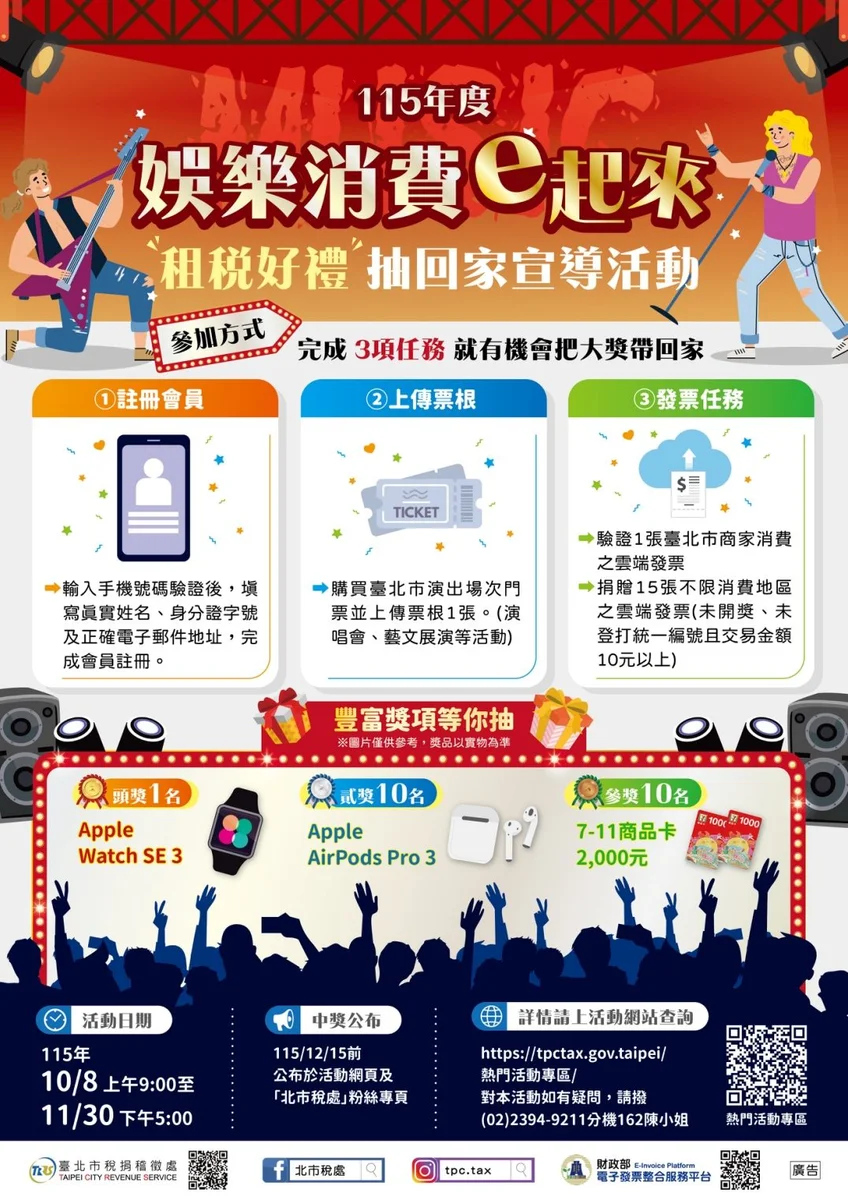 看完表演留下票根 北市邀民眾捐雲端發票抽好禮