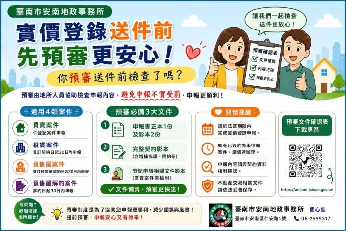 安南預售屋進入對保期 地政主動上門提醒交易風險