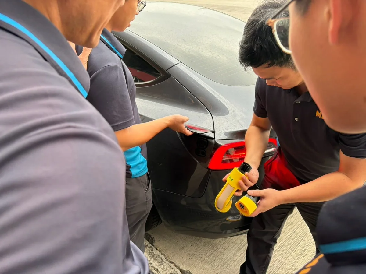 苑裡分隊練電動車緊急插頭 救援時先防車輛滑動