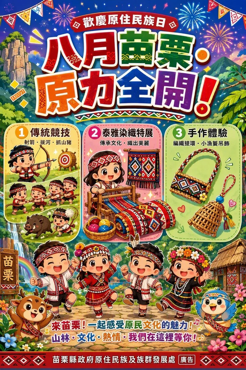 八月苗栗過原民月 展覽手作競技接力登場