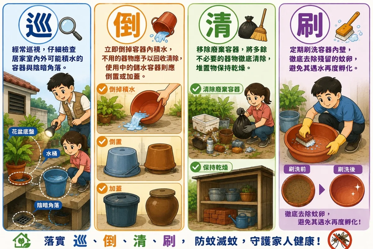 一個瓶蓋也會孳生病媒蚊 中市環保局提醒暑假每週巡倒清刷