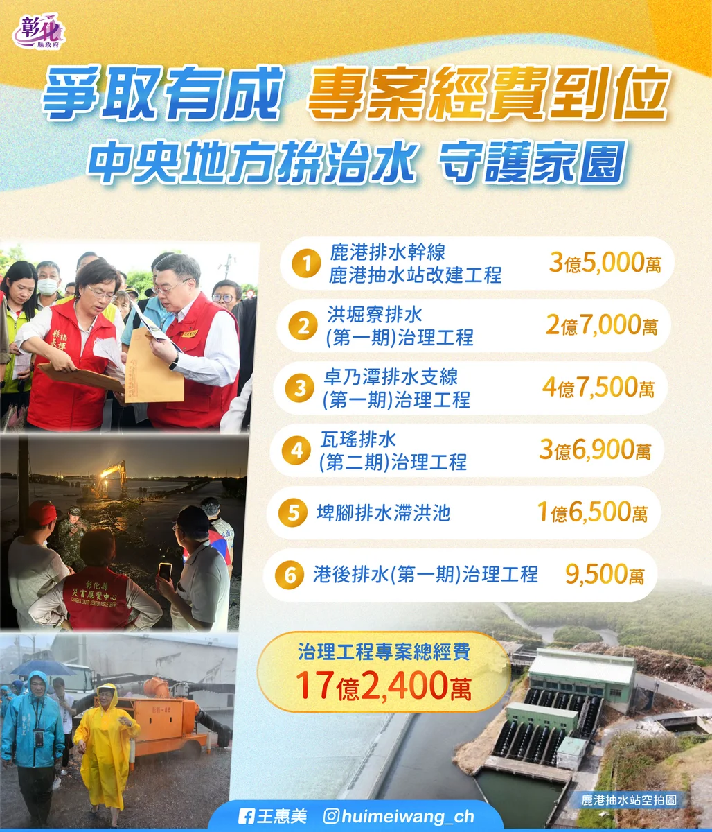 彰化核定6項治水工程　17.24億元先補強易淹水熱點