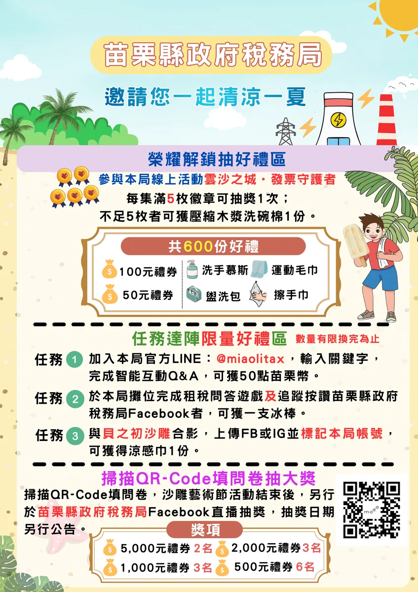 通霄沙雕藝術節剩兩個週日　稅務闖關送苗栗幣與冰棒