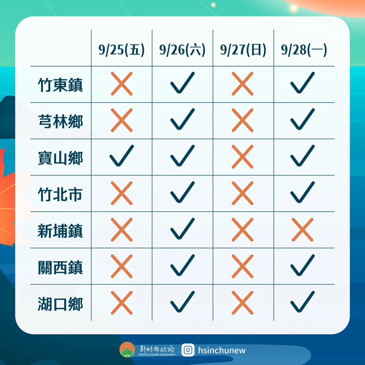 中秋教師節連假倒垃圾先看時間 新竹縣四天清運表出爐