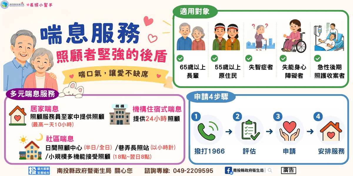 照顧不必一肩扛 南投推多元喘息服務減輕家屬壓力
