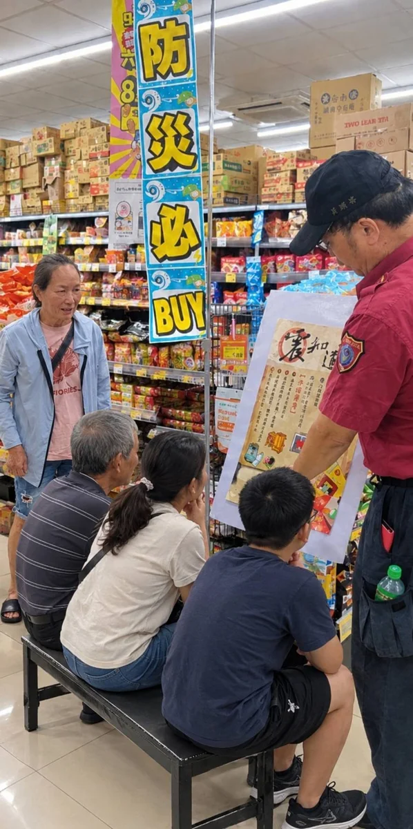 採買途中練防震 大社消防把避難動作帶進賣場