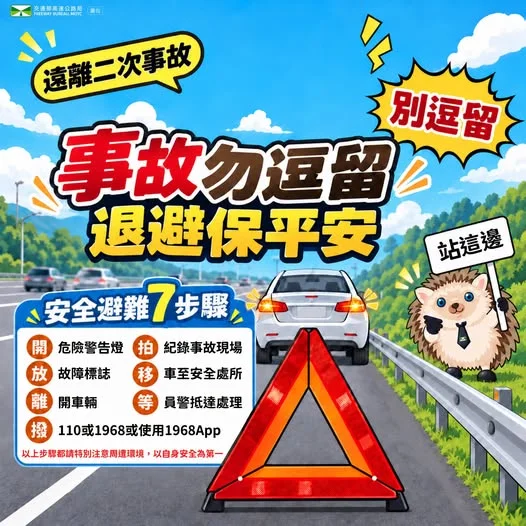國道事故別留在車旁　交通隊提醒牢記保命七步驟