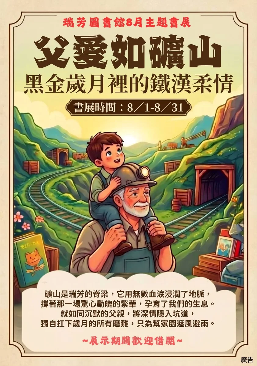 瑞芳圖書館八月書展 從礦工家庭讀見父親的柔情