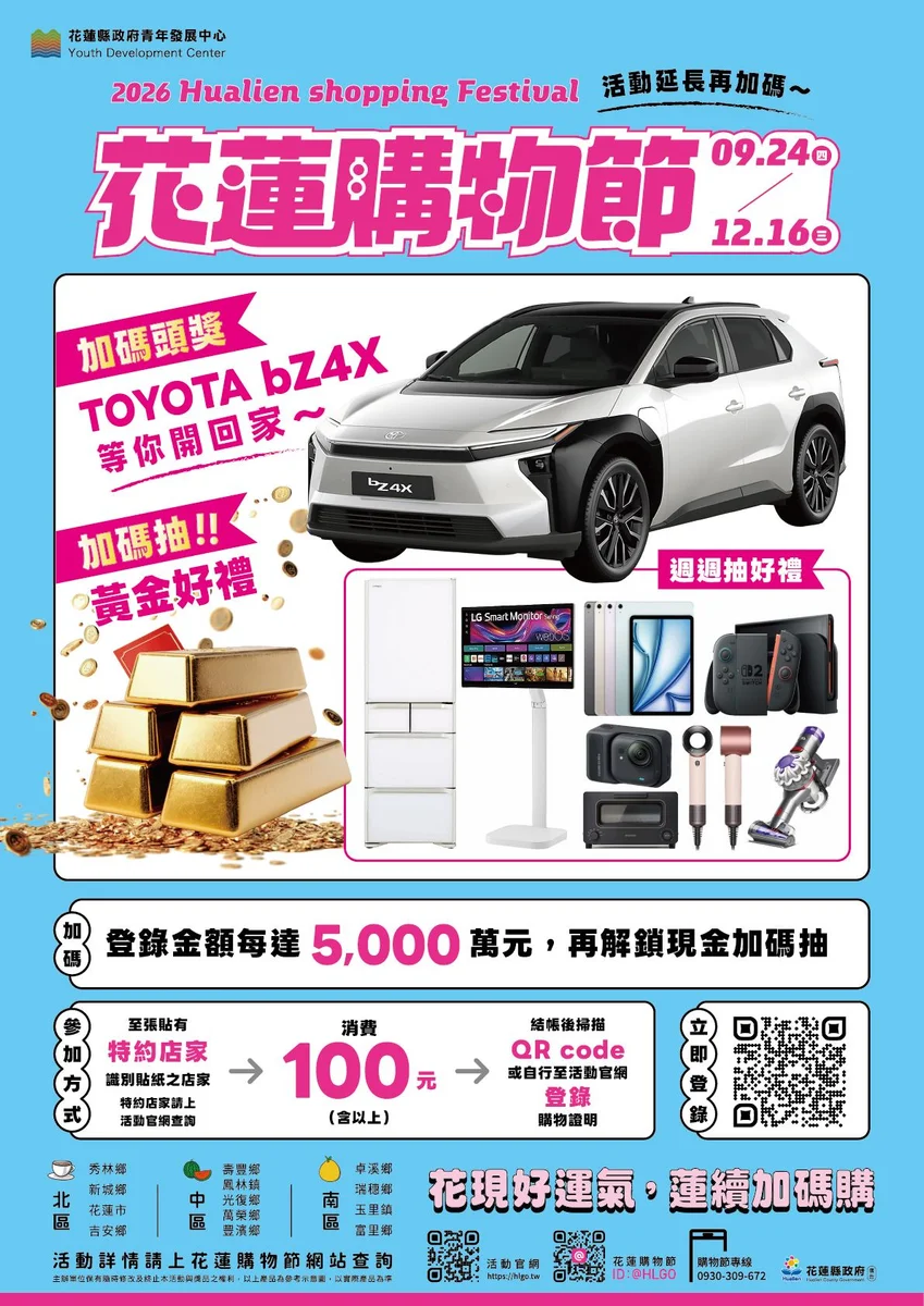 花蓮購物節七名得主出爐 蓮續加碼購延長至十二月