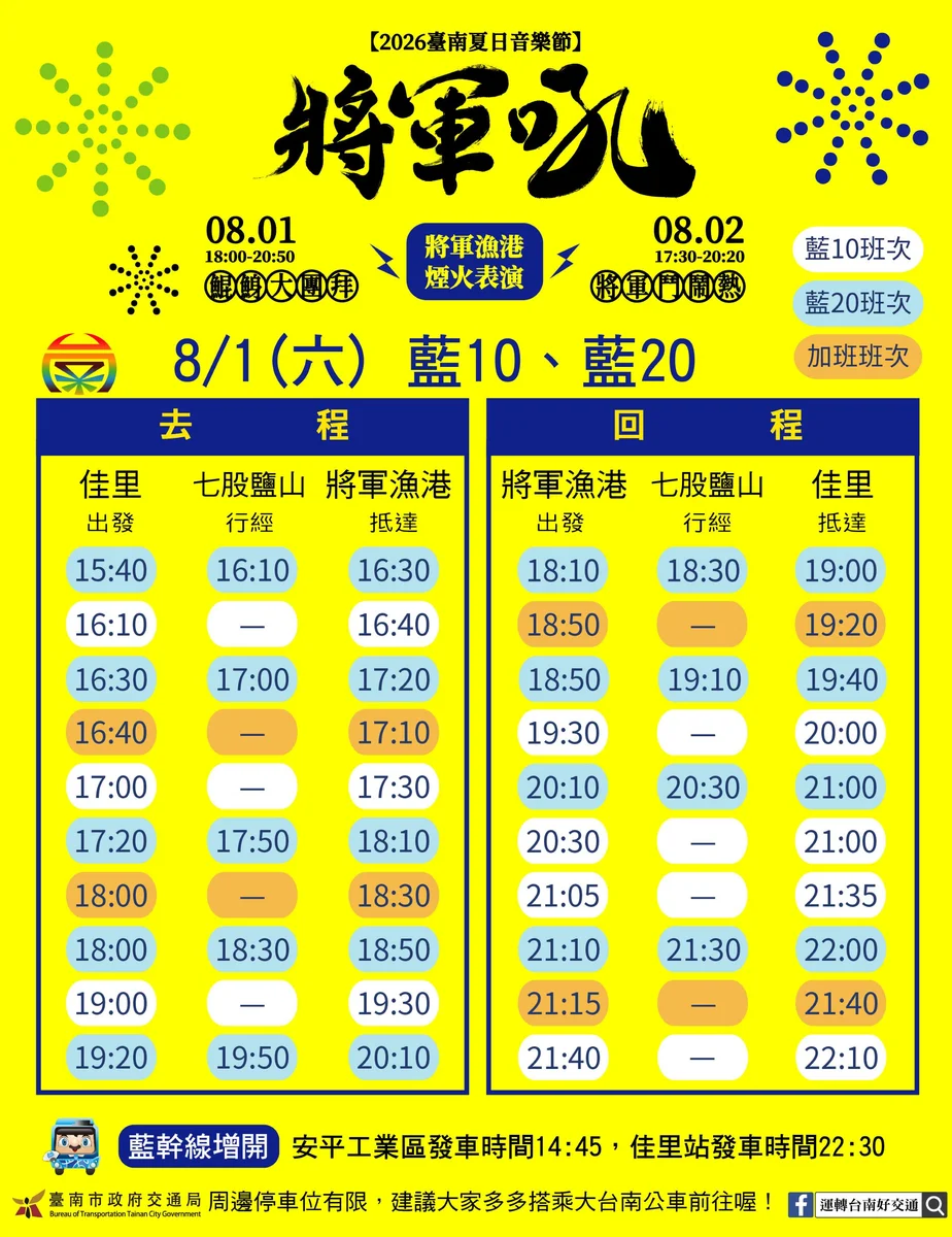 將軍漁港本週末開唱 將軍吼兩日交管與接駁一次看