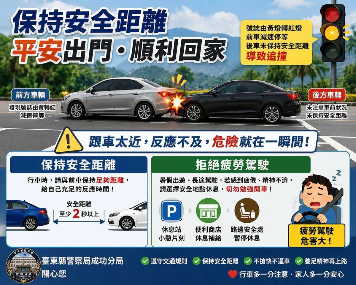 暑假車潮湧上臺東東海岸 成功警提醒別搶快、留安全距離