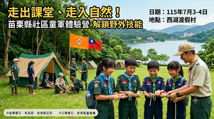 三義西湖渡假村辦社區童軍體驗營　122位學員展開兩天一夜挑戰