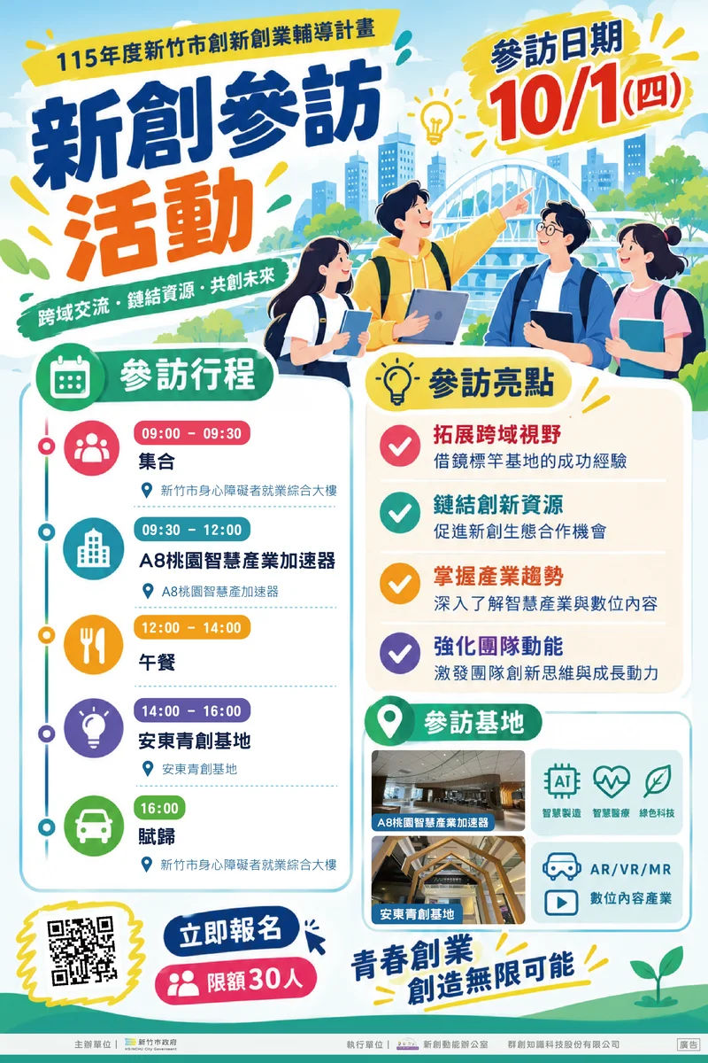 竹市新創團隊走進桃園 10月1日參訪兩處創業基地