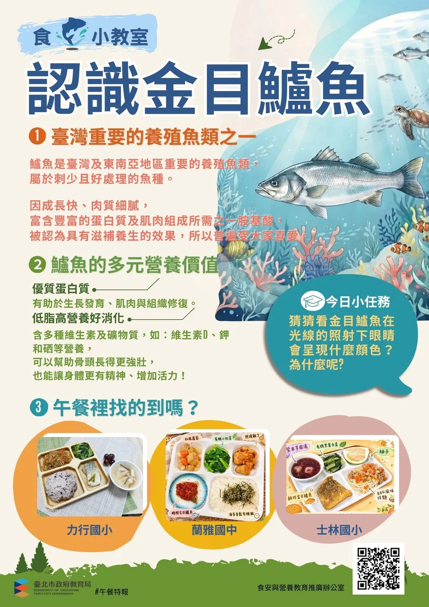 北市午餐不只換菜色 精選餐把食魚教育帶上餐桌