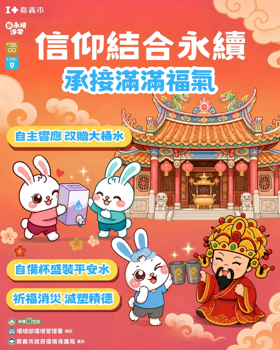 遶境路上少一支塑膠瓶　嘉市推自備環保杯一起祈福